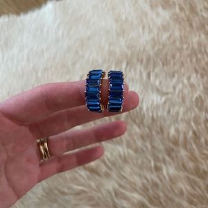 Sapphire and gold baguette hoop earrings